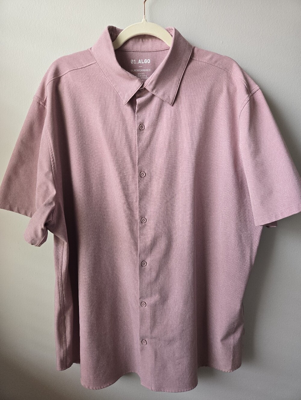 01.ALGO Men's Short-Sleeve Button-Down Shirt in Dusty Pink